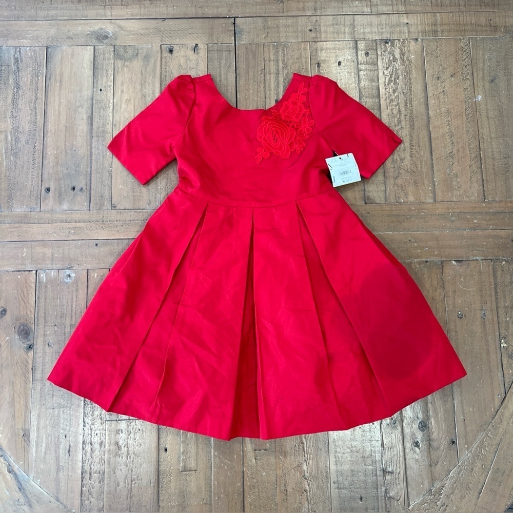 Janie And Jack Red Taffeta Holiday Dress Girls Size 3 New FLAWED Formal Tulle